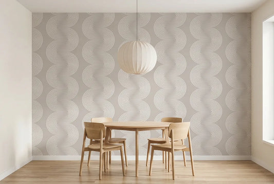 Papel tapiz Arcos Retro instalado en un comedor luminoso