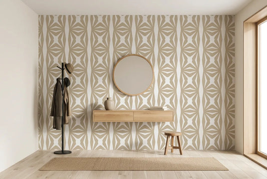 Papel tapiz Astro Beige instalado en un recibidor de estilo nórdico