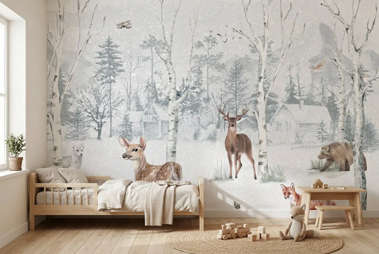 Papel tapiz Bosque Calgary instalado en una habitación infantil
