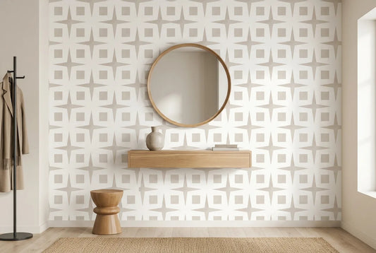 Papel tapiz Brisa Sand instalado en un recibidor de estilo nórdico