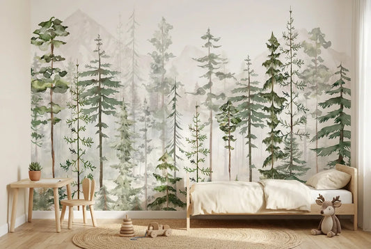 Papel tapiz California instalado en una habitación infantil