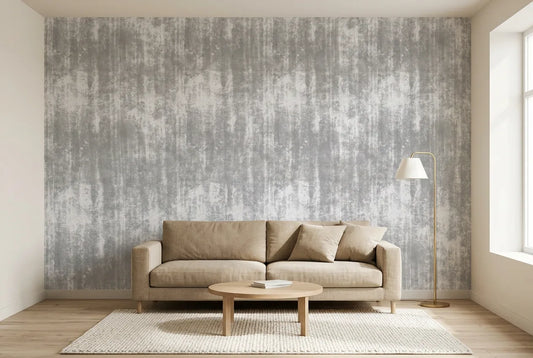 Papel tapiz Concreto Urbano instalado en una sala de estar minimalista