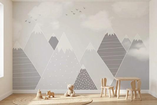 Papel tapiz Cordillera Nórdica instalado en una habitación infantil
