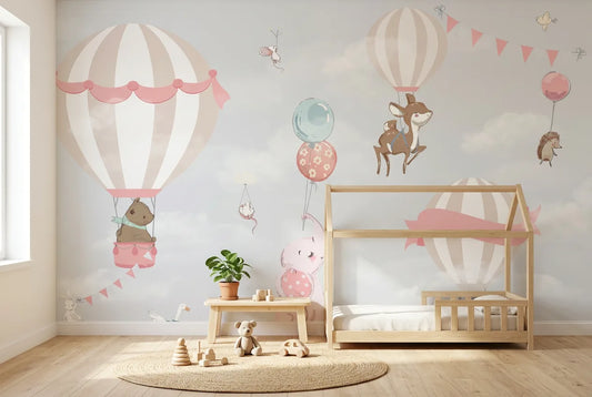 Papel tapiz Dulce Vuelo instalado en una habitación infantil