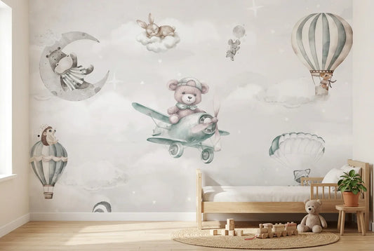 Papel tapiz Dulces Sueños instalado en una habitación infantil