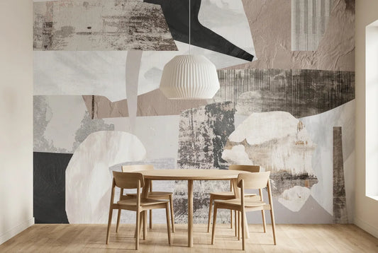 Papel tapiz Ecléctico instalado en un comedor luminoso