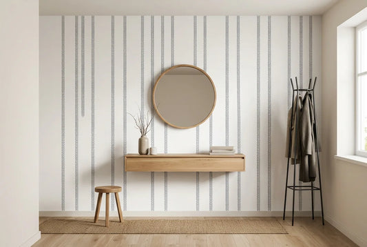 Papel tapiz Espiga Gris instalado en un recibidor de estilo nórdico