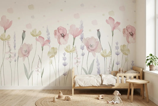 Papel tapiz Fancy Garden instalado en una habitación infantil