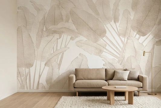 Papel tapiz Fylla instalado en una sala de estar minimalista