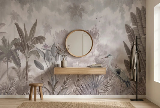 Papel tapiz Hanoi instalado en un recibidor de estilo nórdico