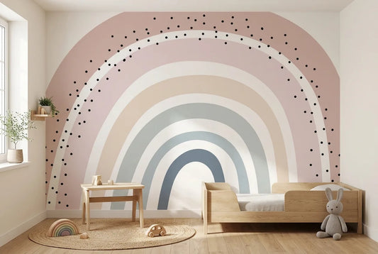 Papel tapiz Iris Pastel instalado en una habitación infantil