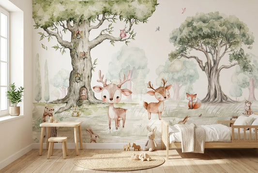 Papel tapiz Lifewood instalado en una habitación infantil