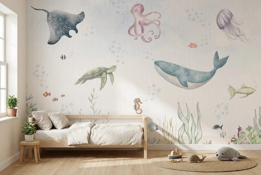 Papel tapiz Maresme instalado en una habitación infantil