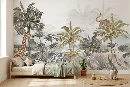 Papel tapiz Nakura instalado en una habitación infantil