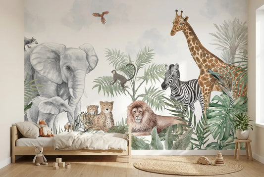 Papel tapiz Nala instalado en una habitación infantil