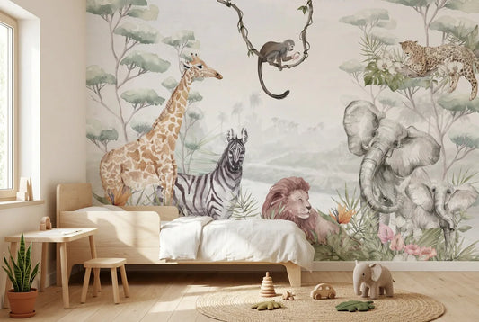 Papel tapiz Namibia instalado en una habitación infantil