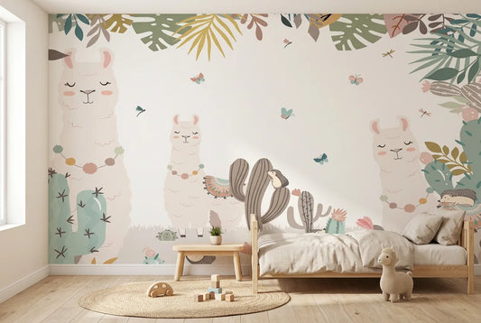 Papel tapiz Noa instalado en una habitación infantil