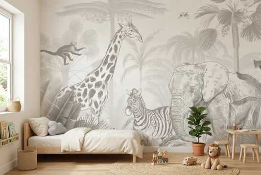 Papel tapiz Nueva Guinea instalado en una habitación infantil
