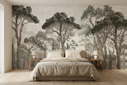 Papel tapiz Orleans instalado en un dormitorio sereno