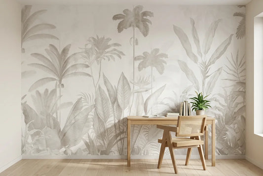 Papel tapiz Palms Royale instalado en un espacio de trabajo en casa