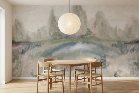 Papel tapiz Plenty Light instalado en un comedor luminoso