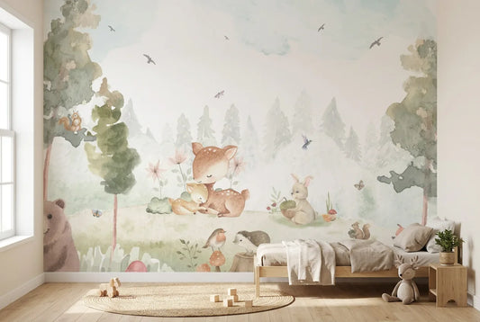 Papel tapiz Retoño Silvestre instalado en una habitación infantil