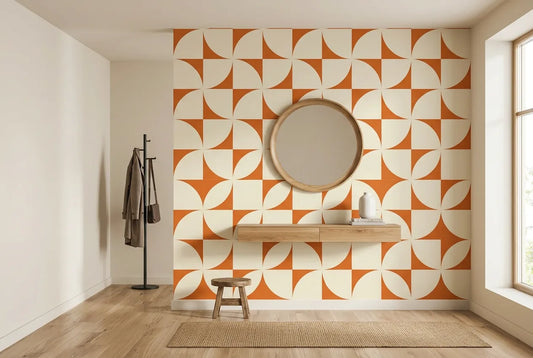 Papel tapiz Retro Siena instalado en un recibidor de estilo nórdico