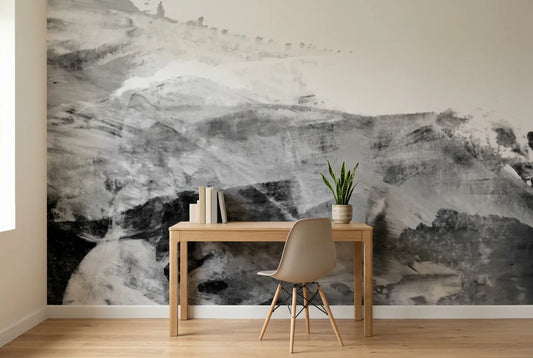 Papel tapiz Scrutch Grafito instalado en un espacio de trabajo en casa