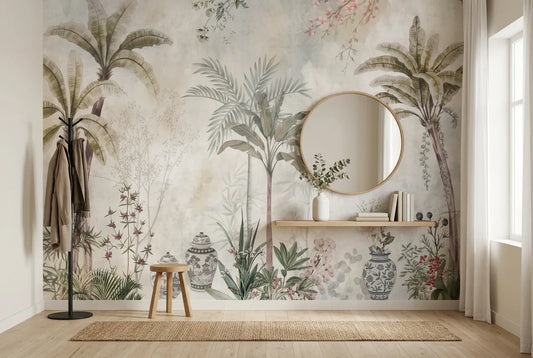 Papel tapiz Sienna Imperial instalado en un recibidor de estilo nórdico