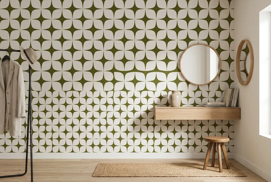 Papel tapiz Stella Oliva instalado en un recibidor de estilo nórdico