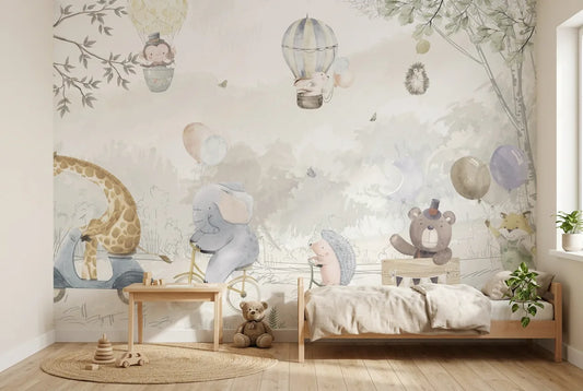 Papel tapiz Travesía Mágica instalado en una habitación infantil