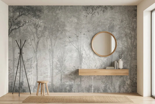 Papel tapiz Virginia instalado en un recibidor de estilo nórdico