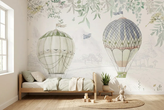 Papel tapiz Vuela Vuela KIDS instalado en una habitación infantil