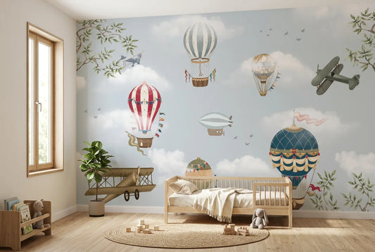 Papel tapiz Vuelta al Mundo instalado en una habitación infantil
