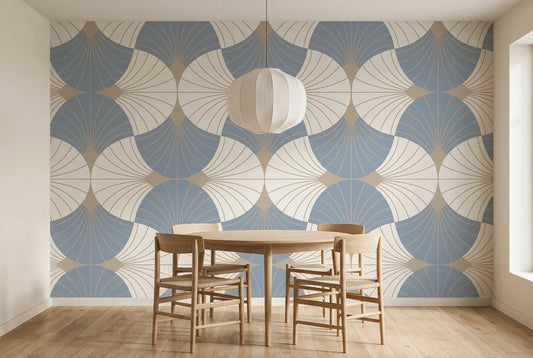 Papel tapiz Abanicos Deco instalado en un comedor luminoso