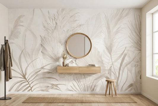 Papel tapiz Almond instalado en un recibidor de estilo nórdico