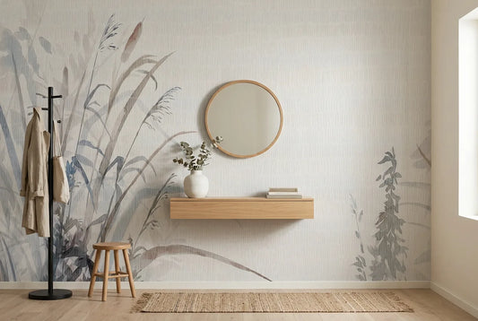 Papel tapiz Amelie instalado en un recibidor de estilo nórdico