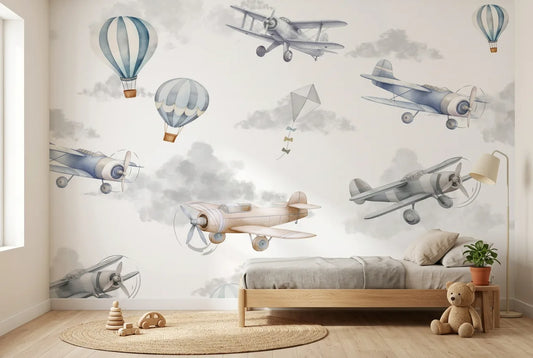 Papel tapiz Avistaje instalado en una habitación infantil