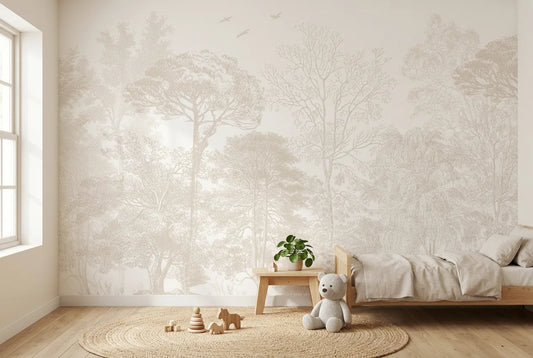 Papel tapiz Bosque Antiguo Infantil Bosques instalado en una habitación infantil