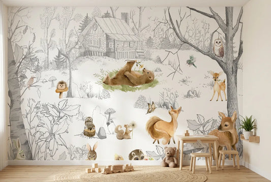 Papel tapiz Bosque Encantado IV instalado en una habitación infantil