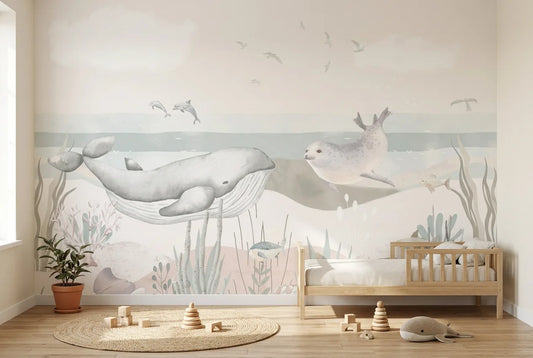 Papel tapiz Brisa Marina instalado en una habitación infantil