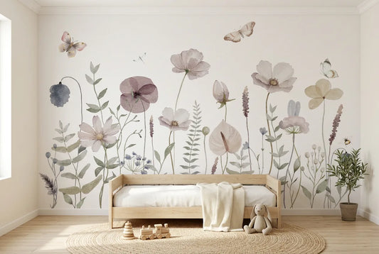 Papel tapiz Candelaria instalado en una habitación infantil