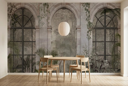 Papel tapiz Casa Lima instalado en un comedor luminoso