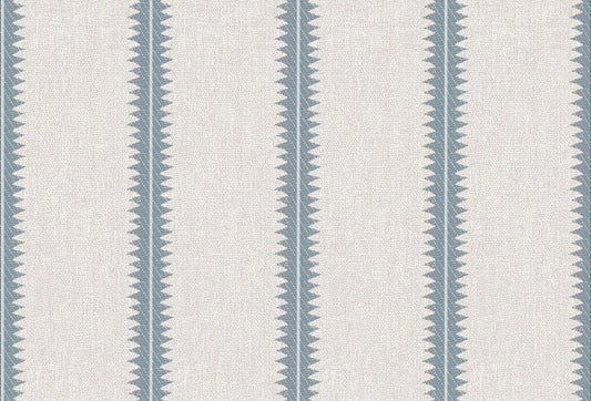 Papel tapiz con franjas verticales azul claro sobre fondo texturizado color lino para pared.