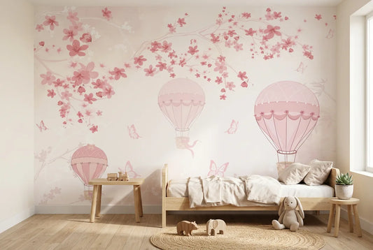 Papel tapiz Cerezo en Viaje instalado en una habitación infantil