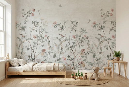 Papel tapiz Cinderella instalado en una habitación infantil