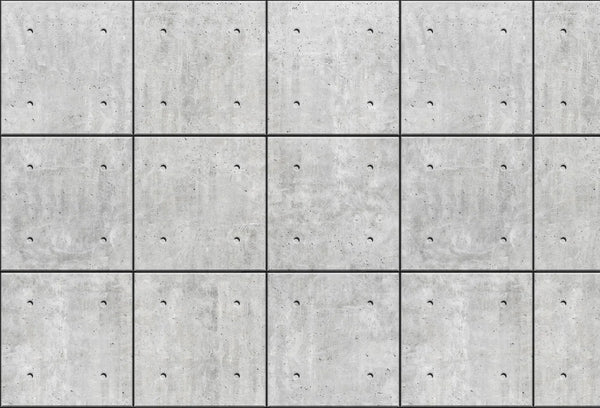 Papel tapiz con diseño de paneles modulares de concreto gris y acabado industrial para pared.
