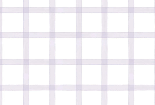 Papel tapiz con diseño de cuadrícula geométrica en trazos lila sobre fondo blanco.