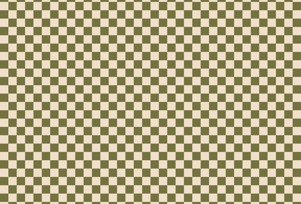 Papel tapiz con patrón geométrico estilo damero en tono verde oliva y crema cálido