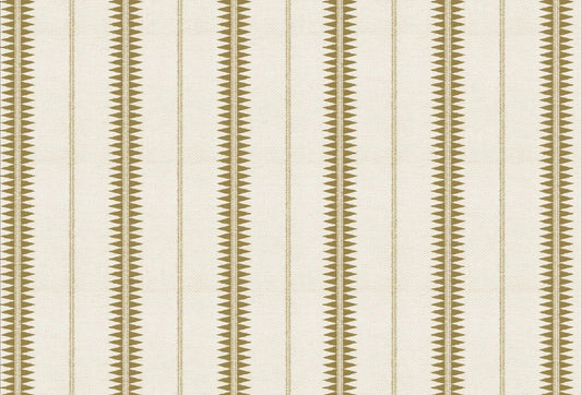 Papel tapiz con franjas verticales geométricas y textura textil en mostaza y crema
